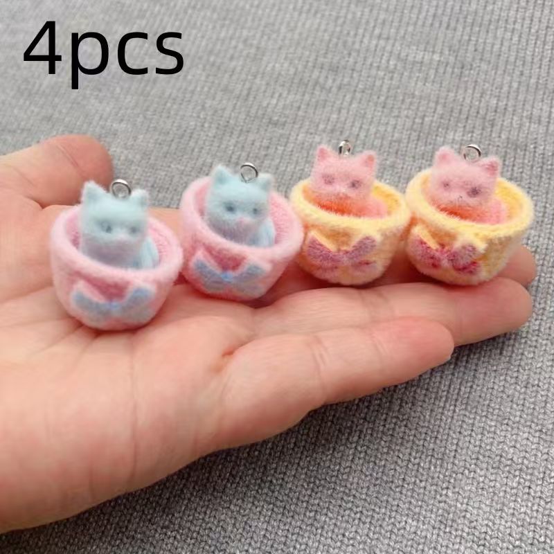 4pcs 3D plush resin cat pendan - đánh giá và giá Jewelry Making Jewelry