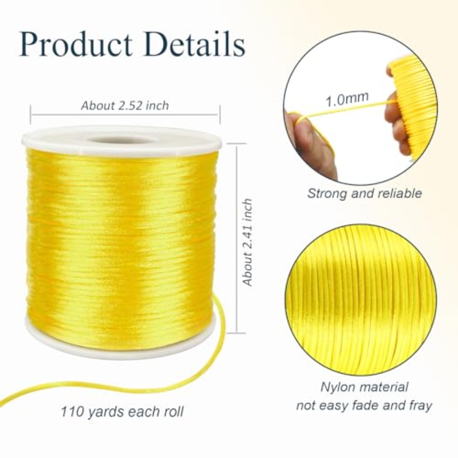 Nylon Satin Cord 1mm Rattail - - đánh giá và giá Knotting Cord Silk