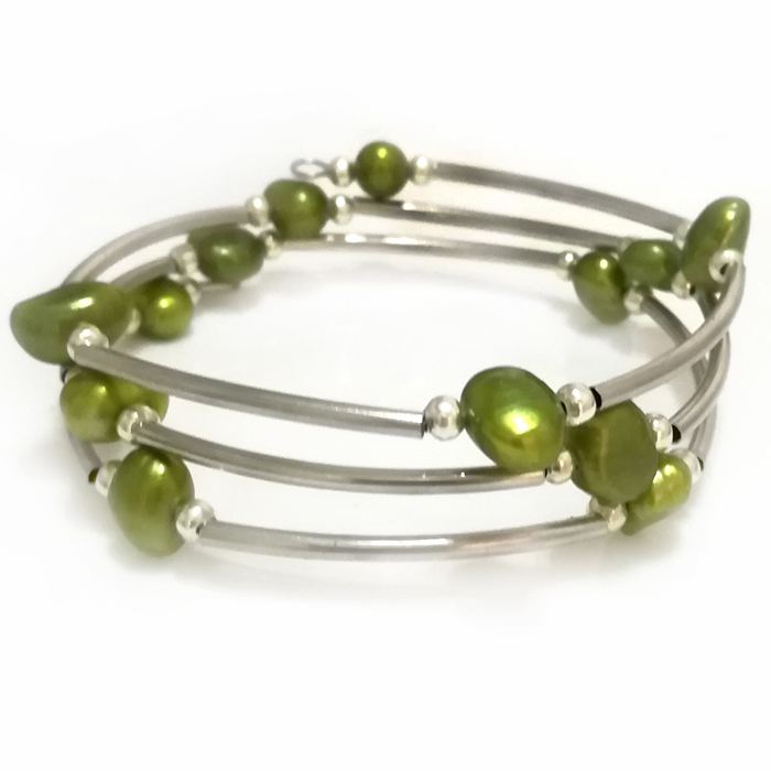Wholesale 20 inches 8-9mm Oliv - đánh giá và giá Memory Wire Bracelet